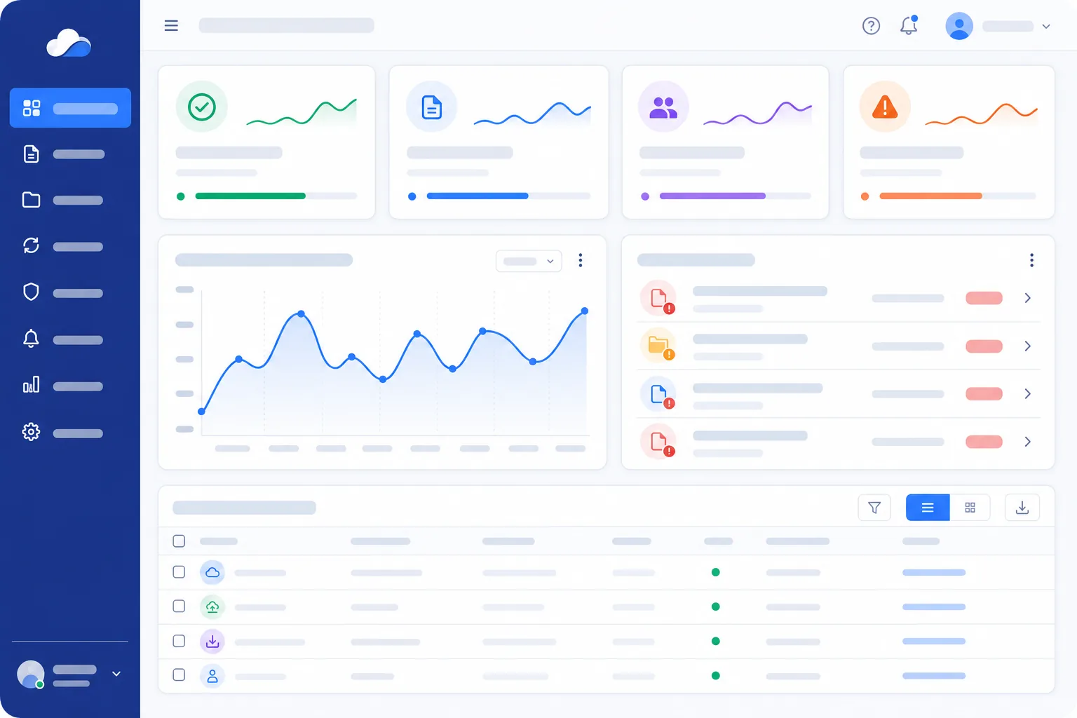 MatterOrbit dashboard showing sync health, sync volume chart, conflict queue, and audit trail